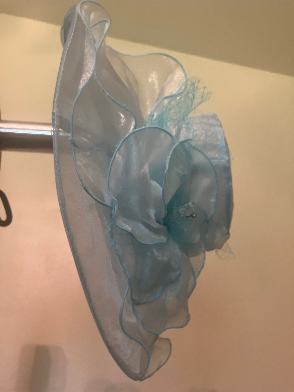 Light Blue Organza Floral Derby Hat